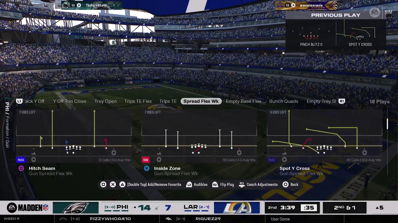 NFL Madden26 AGS 2026 Season Week 4, Eagles @ Rams.