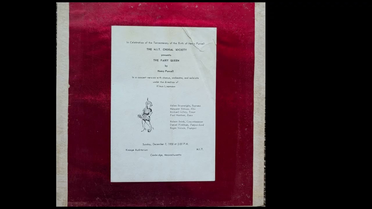 The MIT Choral Society -  Purcell:  The Fairy Queen Live 1958
