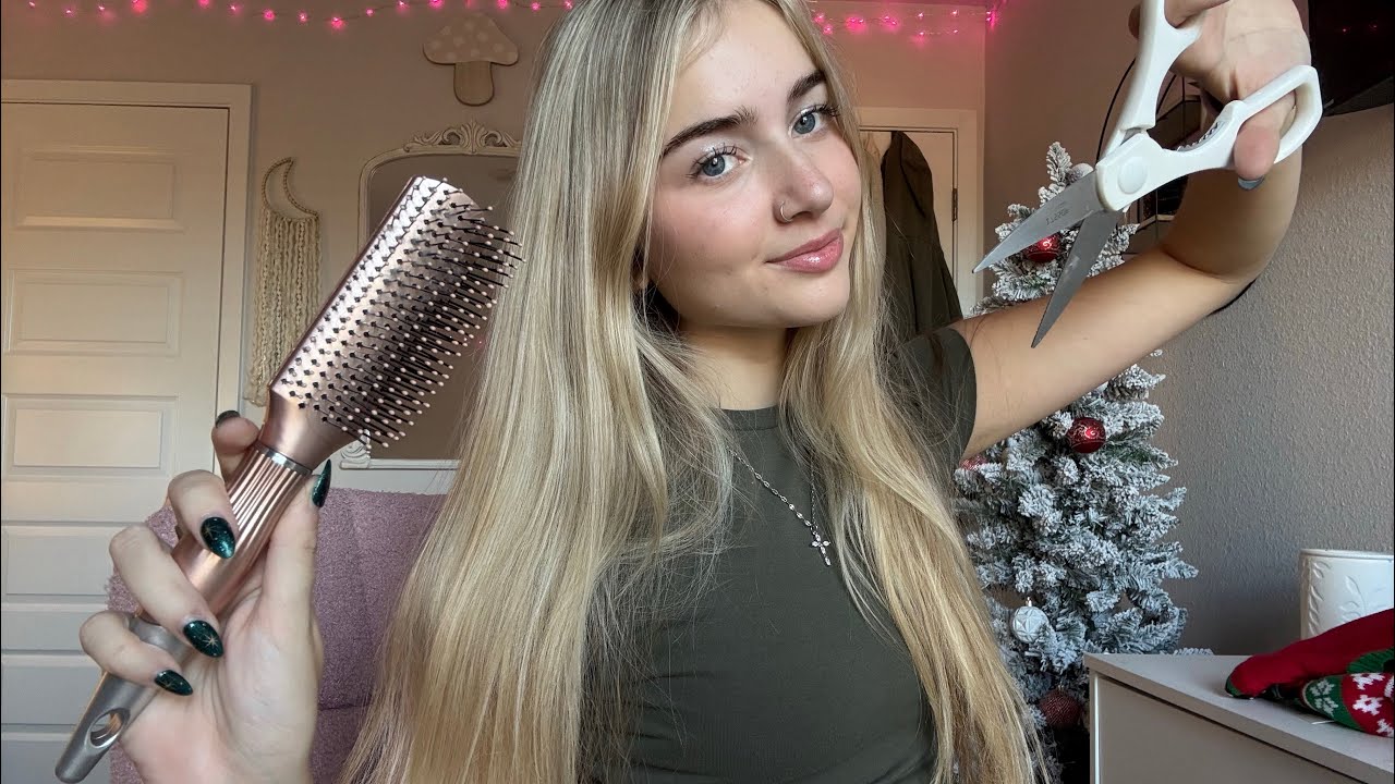 ASMR Fast and Aggressive Haircut and Style (invisible clips, ring sounds)