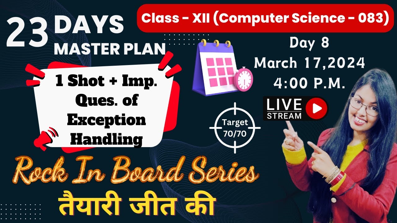Day 8 | 1 Shot , Important Ques and PYQs of Exception Handling | CBSE Class 12 Computer Science