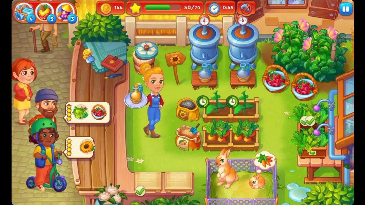 Farming Fever Cooking Games - Level 96 🍎🌻🫐 - Hard Level - No Boosters - FULL STORY - CaroGamesNL
