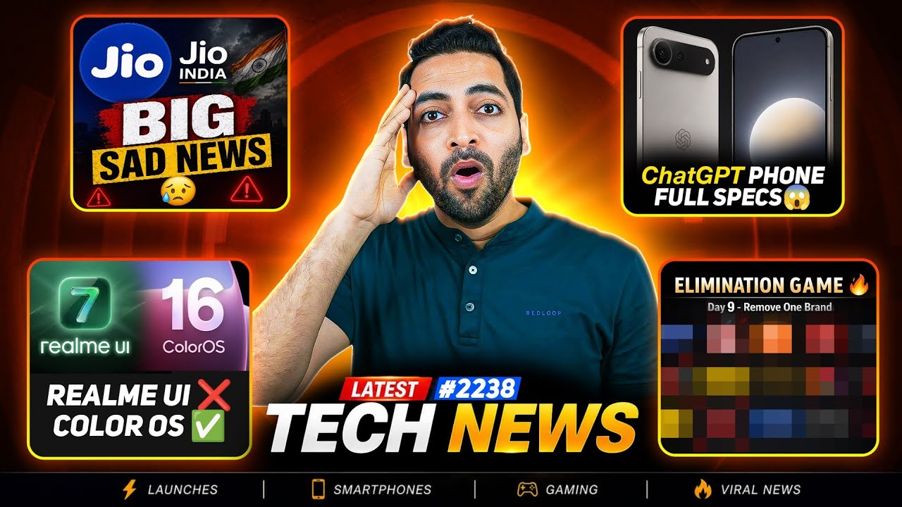 Jio Sad News🤮,realme With ColorOS😐,ChatGPT Phone Specs🤯,iPhone 20 6000 mAh😍,100MP Selfie😱