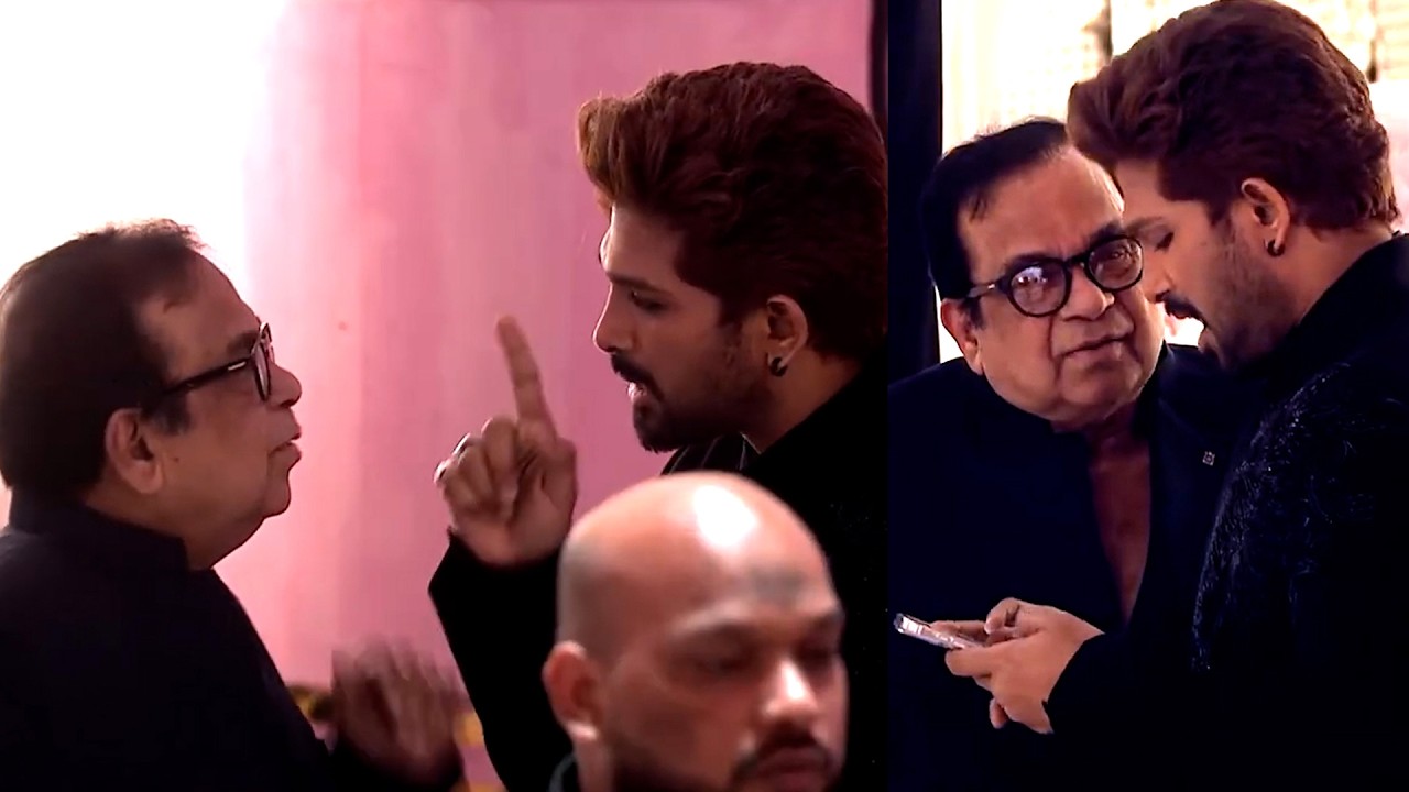 Allu Arjun & Brahmanandam Serious Discussion @ AlluSirish & Nayanika Pre-Wedding Reception
