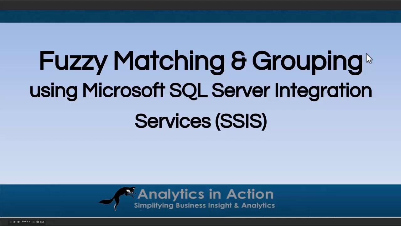 Fuzzy Lookups (Matching) and Fuzzy Grouping using Microsoft Integration Services  (SSIS)