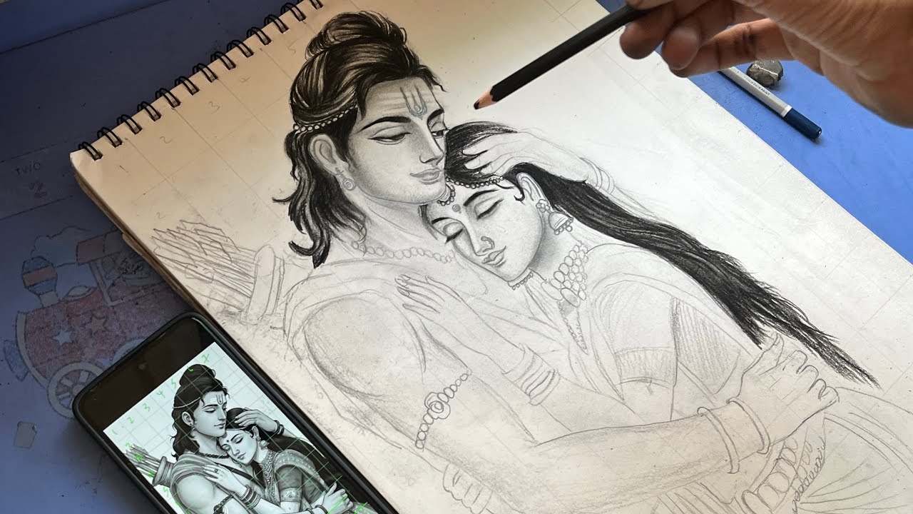 Siya ram Drawing || How to draw a lord ram and Sita || Lord shri Ram drawing full body 