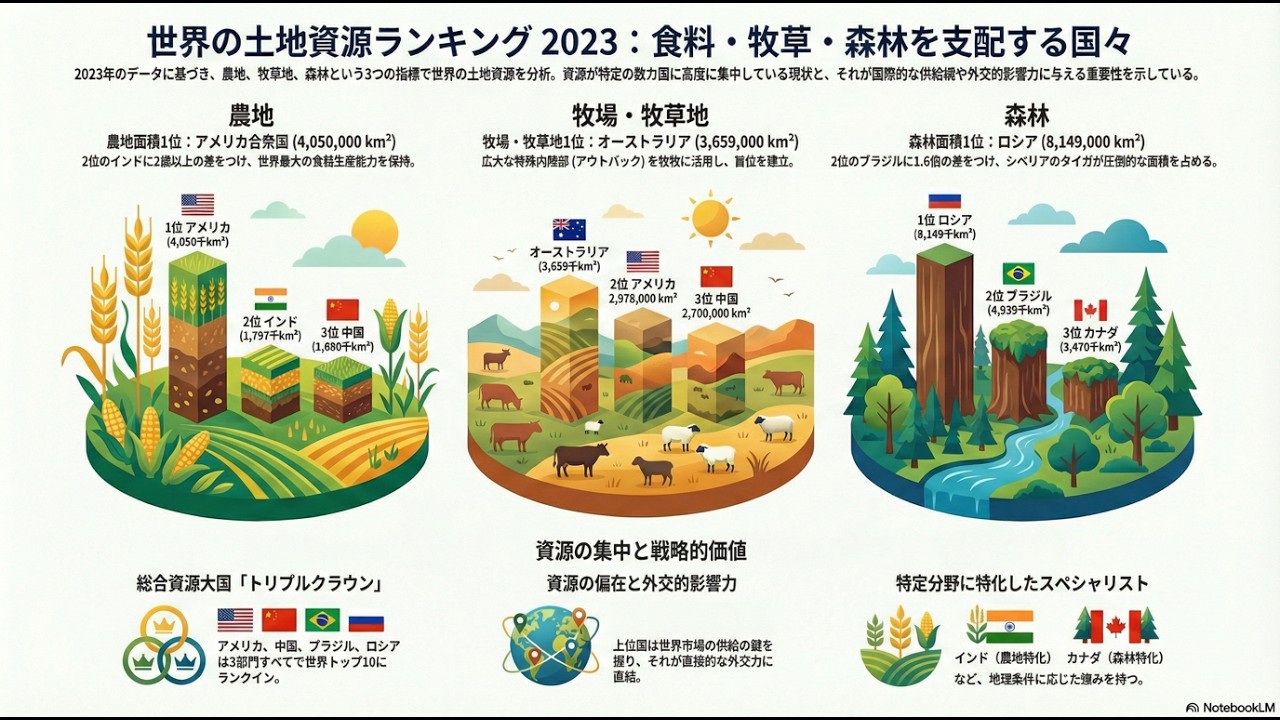世界の土地資源ランキング2023
