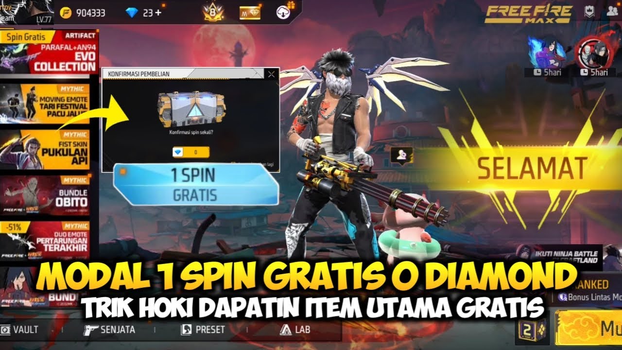 1 SPIN GRATIS 0 DIAMOND EVENT FF TERBARU DAPATIN ITEM UTAMA PAKAI AKUN JARANG AKTIF