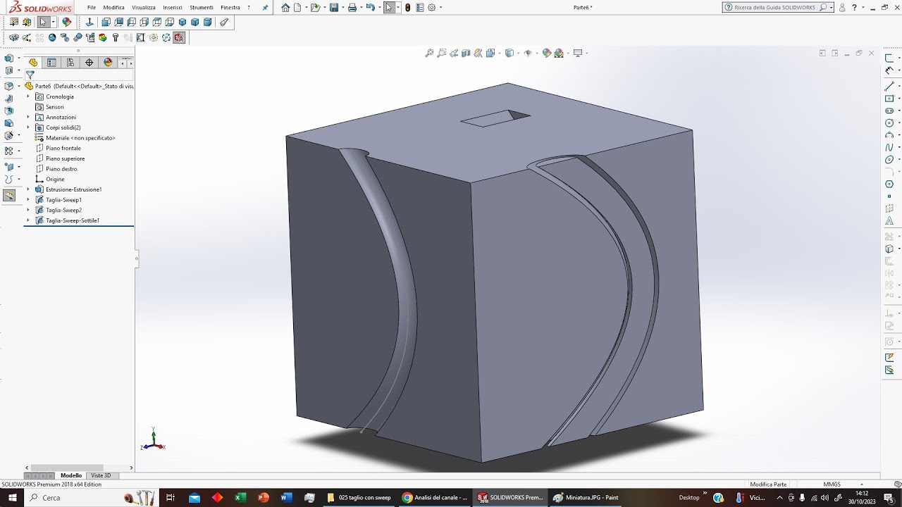 Solidworks: Taglio con Sweep (025)