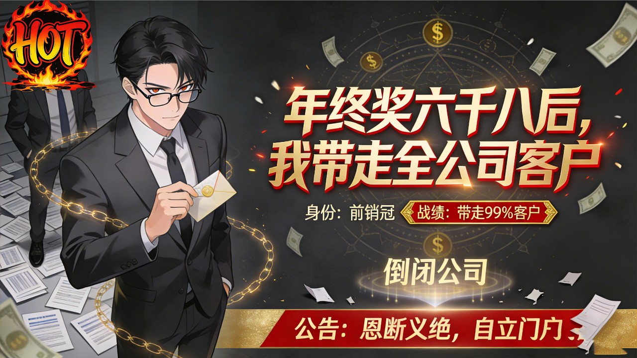 ✨【强推】《年终奖六千八后，我带走全公司客户》第1~62集我手握公司九成以上合作资源，全年无休维系一百二十家核心客户却在庆功晚宴上收到仅六千八百元年终奖#穿越 #末世 #异能 ##动态漫画# 漫野推文