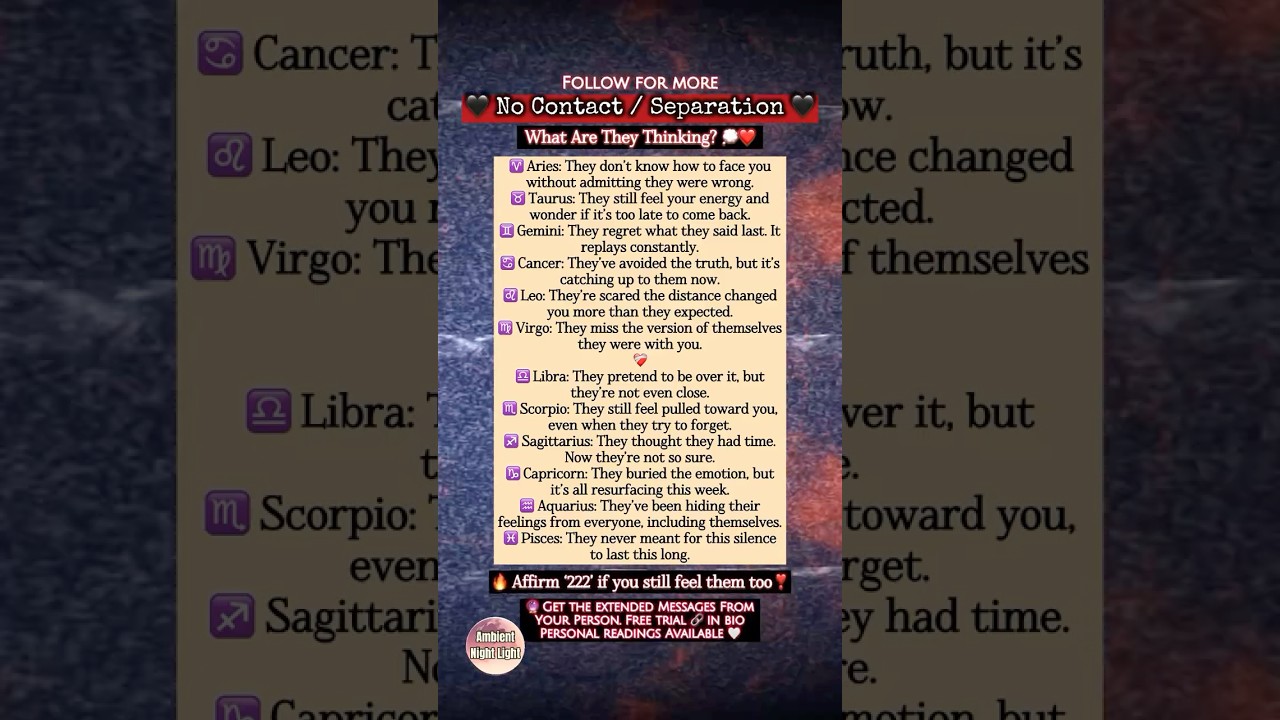💭 What They&rsquo;re Hiding From You 💔 No Contact Love Messages for Every Zodiac Sign