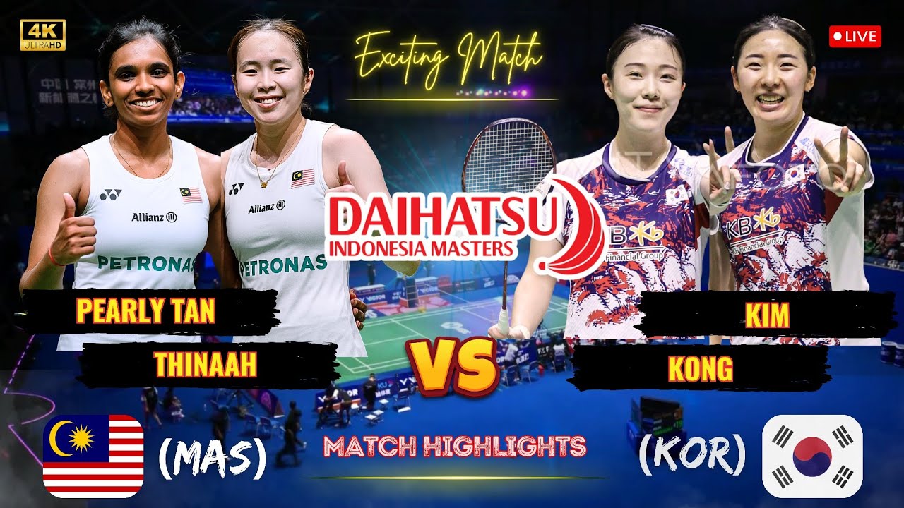 Exciting Match 🔴 Pearly Tan/Thinaah (MAS) vs Kim/Kong (KOR) Indonesia Masters Badminton