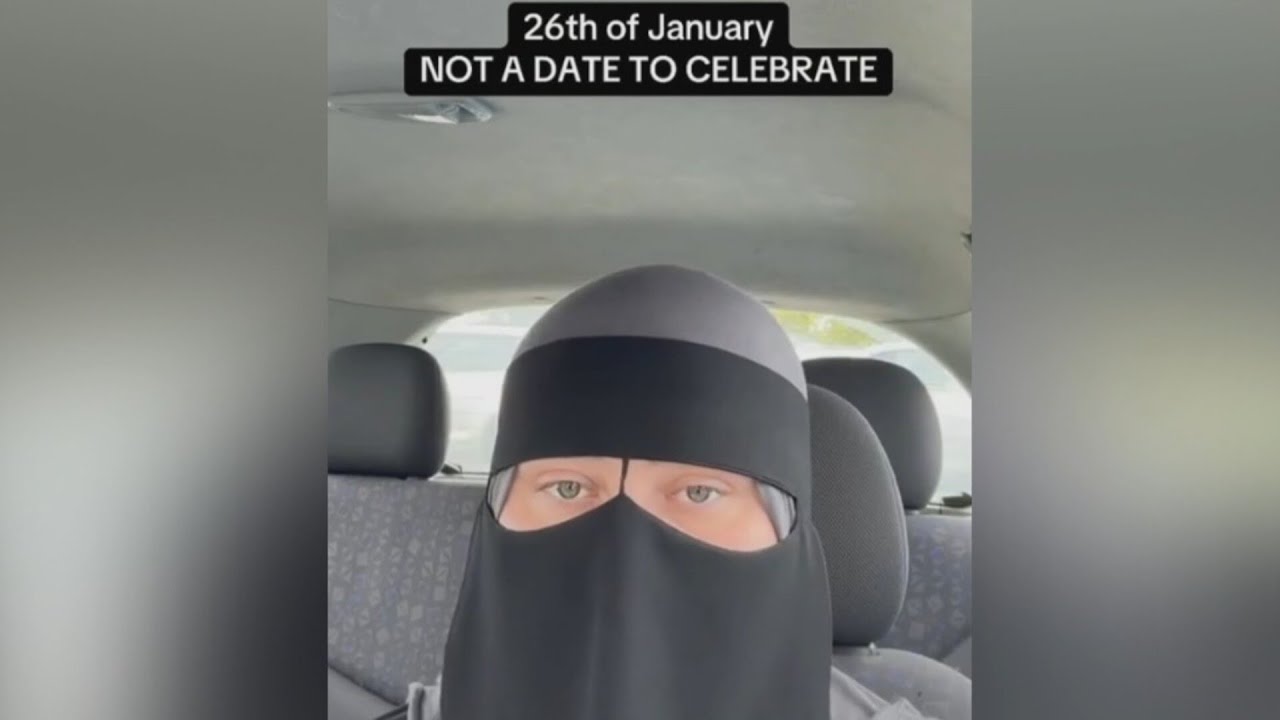 Woman in burqa rages against Australia Day