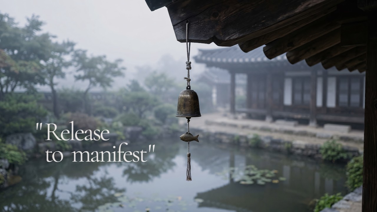 Release Resistance: 396Hz Hanok Pond Ambience | Wind Chimes & Water Flow to Manifest Desires