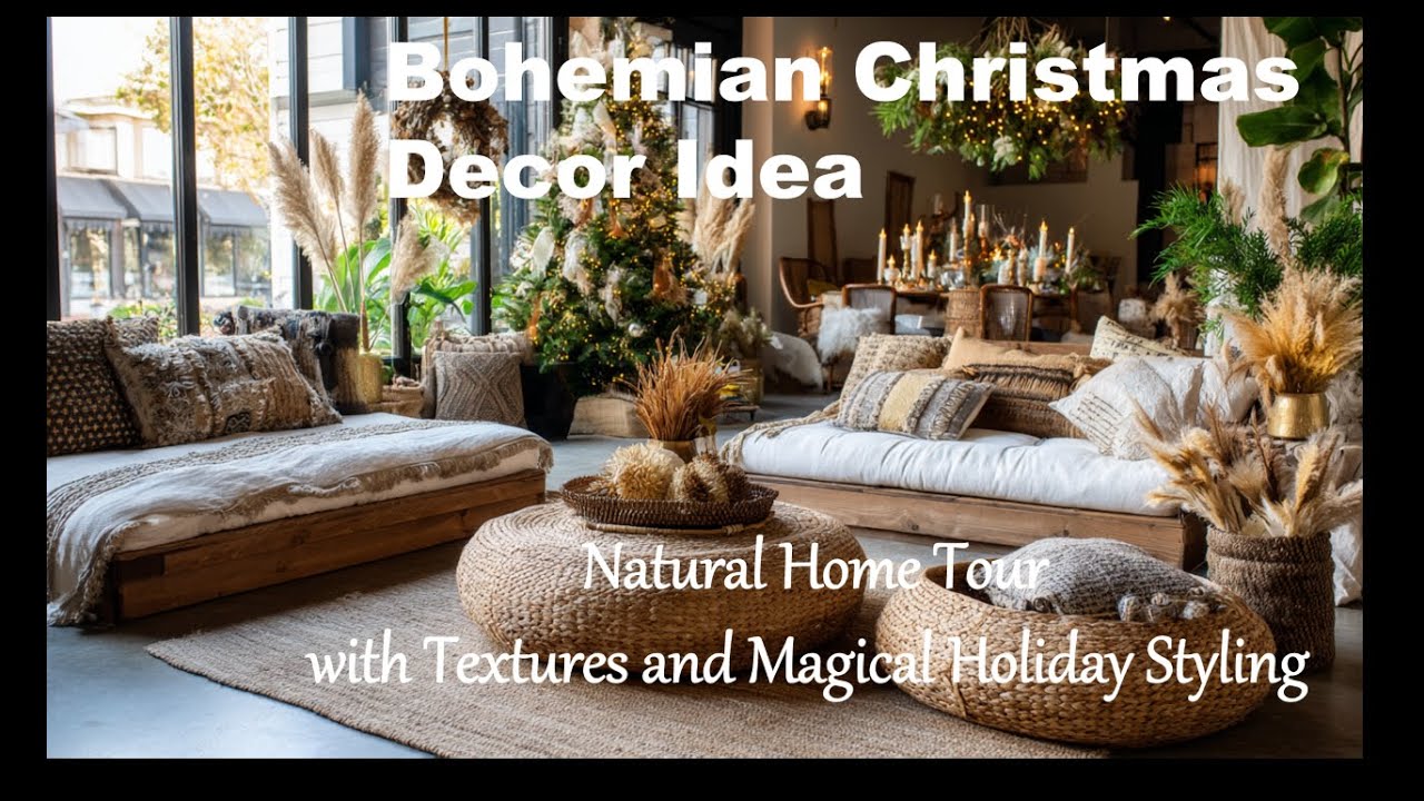 Bohemian Christmas Decor Idea: Cozy, Natural Home Tour with Textures and Magical Holiday Styling