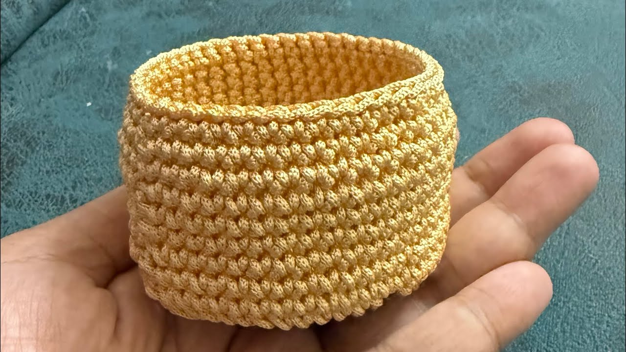 Mini crochet basket in nylon purse_macrame thread | #crochet #basket #mini #cute #tutorial 