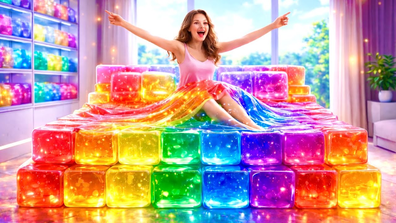 Which Rainbow Jelly Cube Bed Would You Choose? 🌈✨ | Ultimate Oddly Satisfying AI ASMR