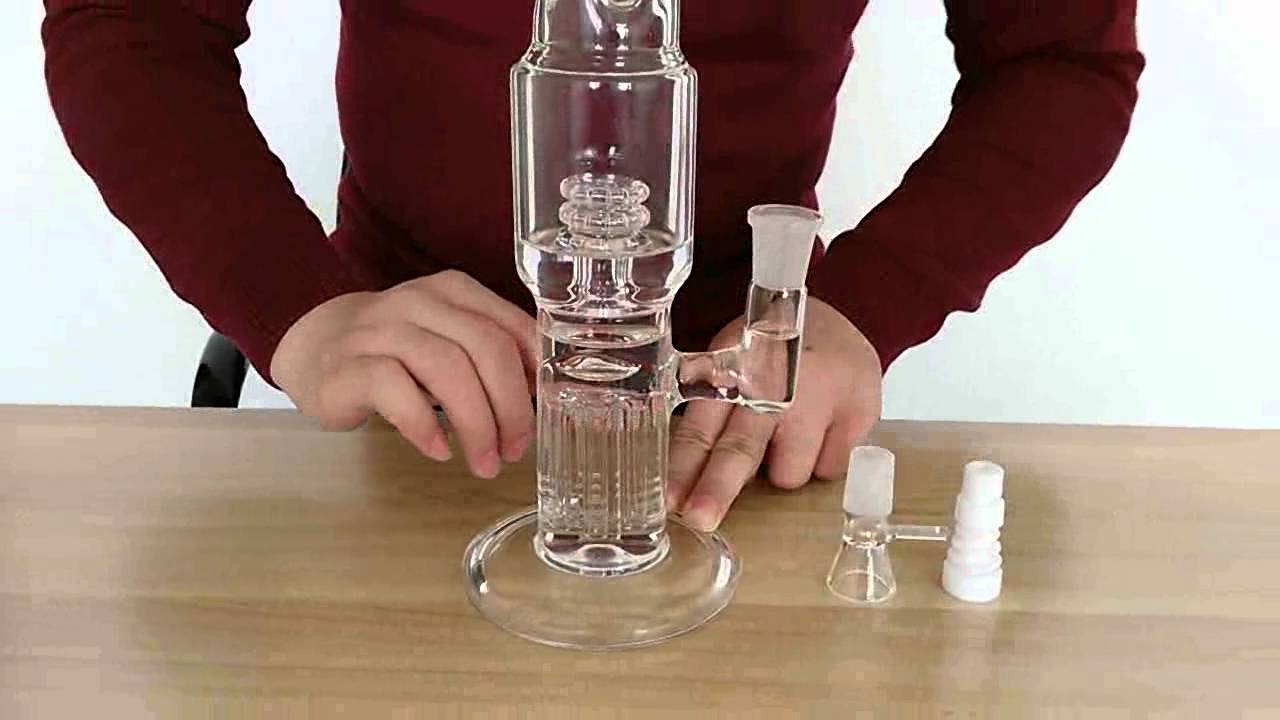 Glass bong with Arm Perculator and 3 layer birdcage perculator Glass Water Pipe
