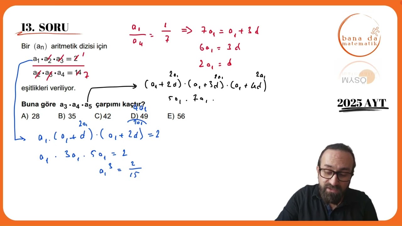 2025 AYT Matematik Soru 13: Aritmetik Dizi + İkizi