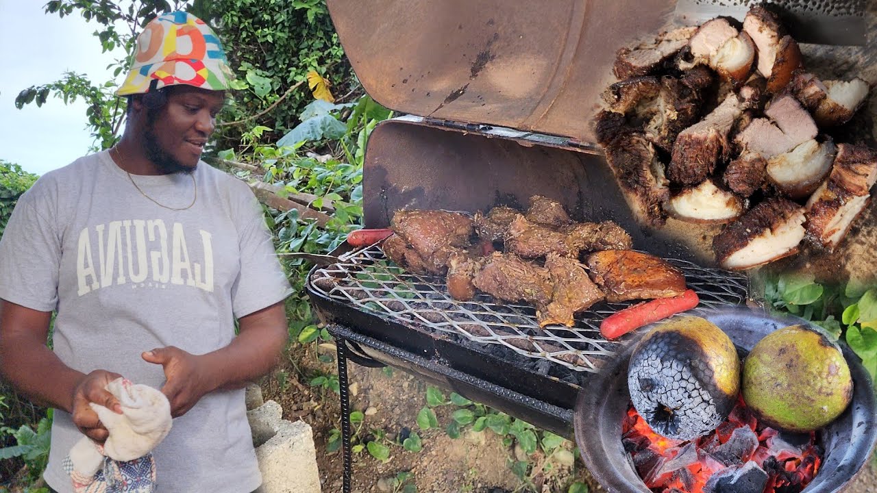 Jerk Pork Jamaican Style Home made wid roast breadfruit 