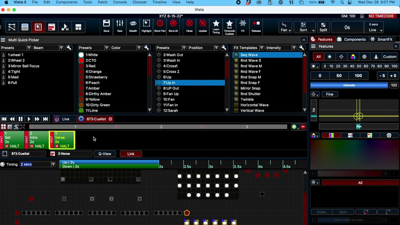 Chroma Q Vista - Creating Cue Lists