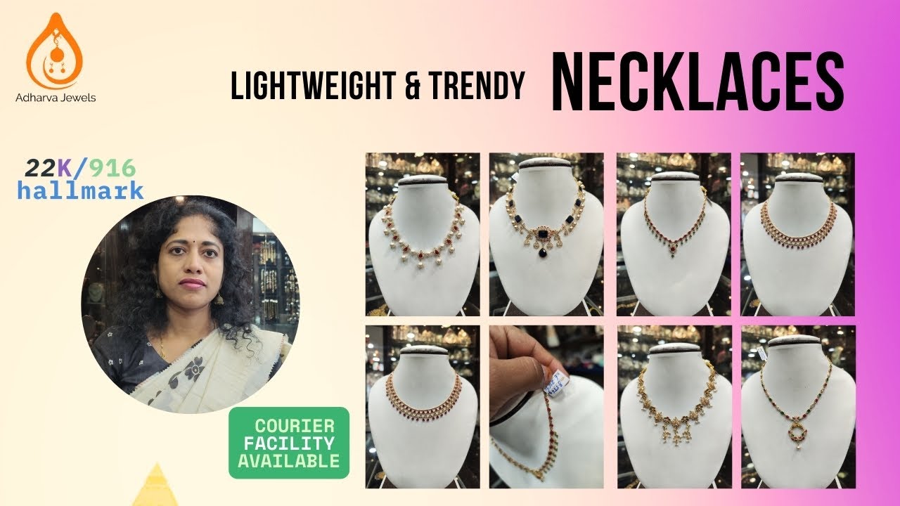 Lightweight Necklaces Under 13 Grams – Elegance Redefined! ✨💛 || Unique designs from Adharva Jewels