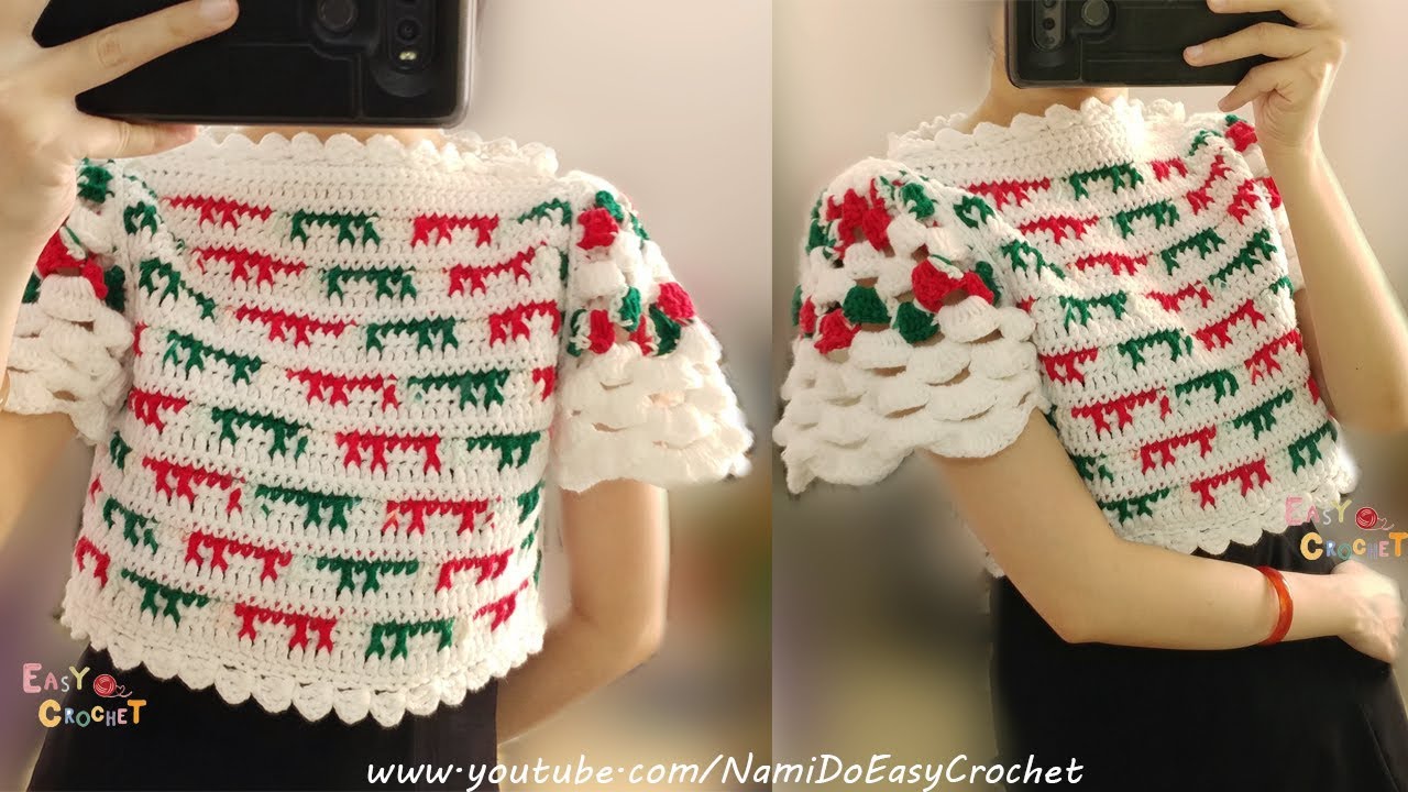 Easy Crochet: Crochet Crop Top #04 (Christmas Top)