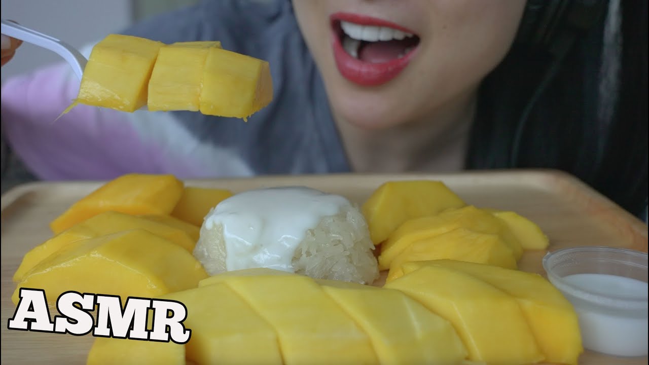 ASMR THAI DESSERT *MANGO AND STICKY RICE (SOFT EATING SOUNDS)  LIGHT WHISPER | SAS-ASMR