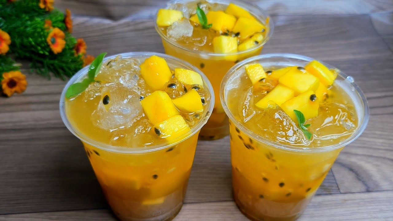 Cách làm TRÀ XOÀI CHANH DÂY (chanh leo )trà xoài nhiệt đới giòn giòn thơm mát - @TÚLÊMIỀNTÂY
