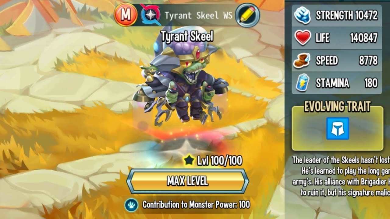 Tyrant Skeel [Galactic Era] 1 - 100 level 💀🤩 (to be continued...) #monsterlegends