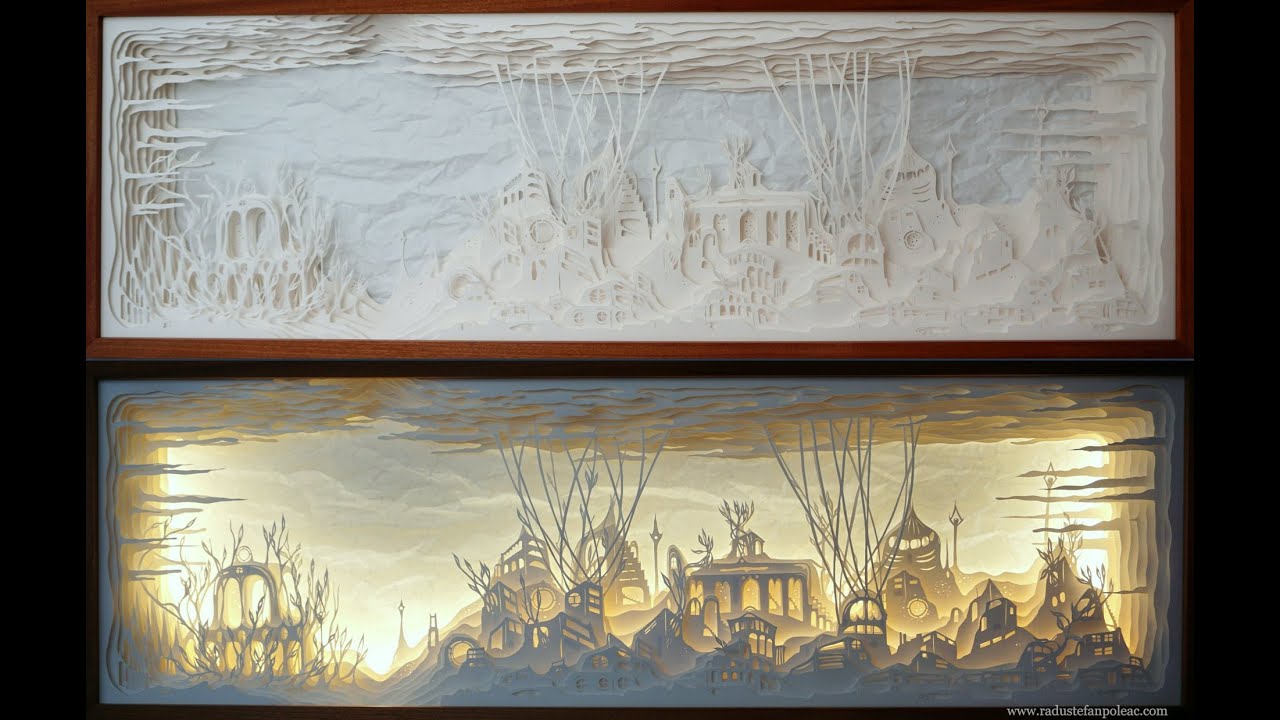 L'Empire de Lumi&egrave;res- Paper-cut & light box ❤️💛💙