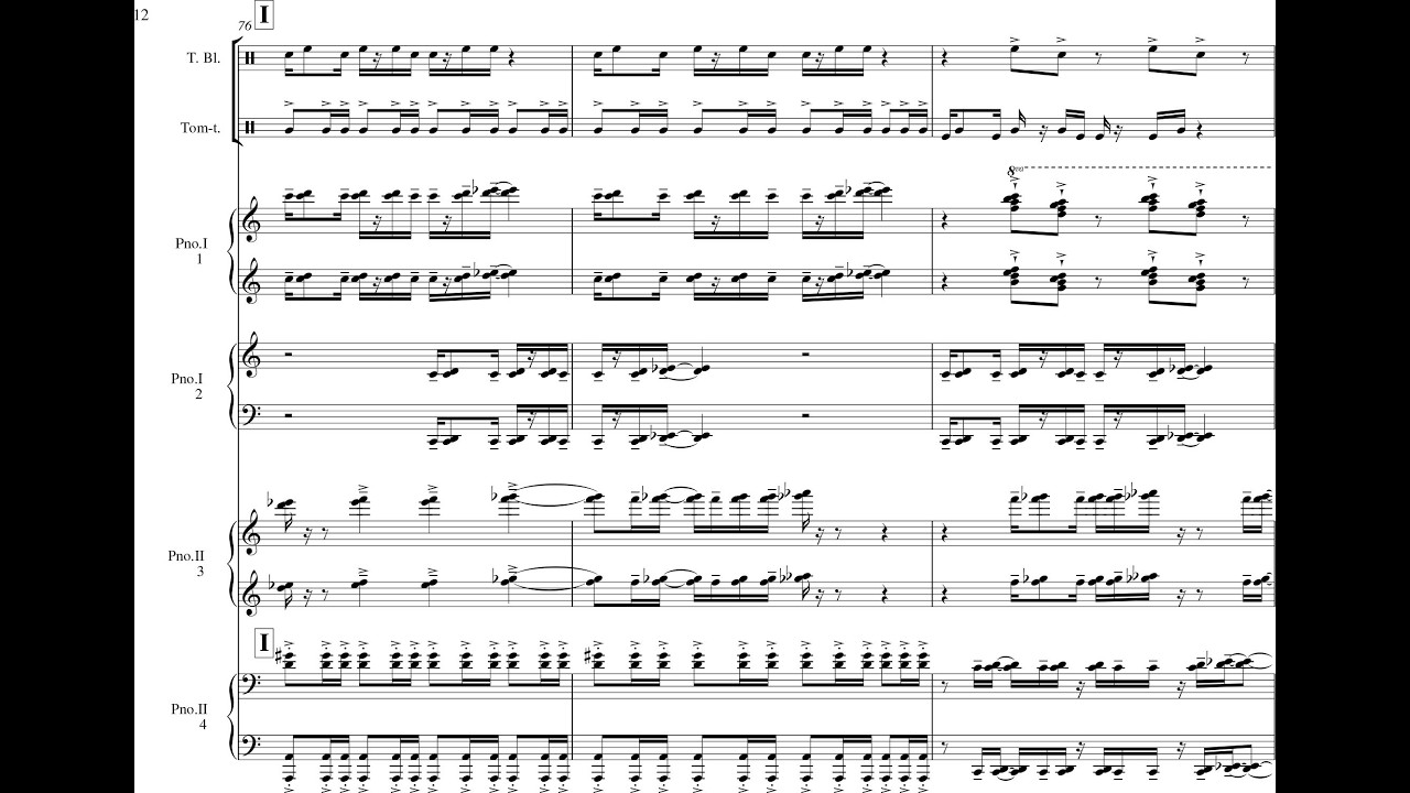 Krassimir Taskov - Ceremony for Two Pianos, Eight Hands and Percussion (2004) [Score-Video]