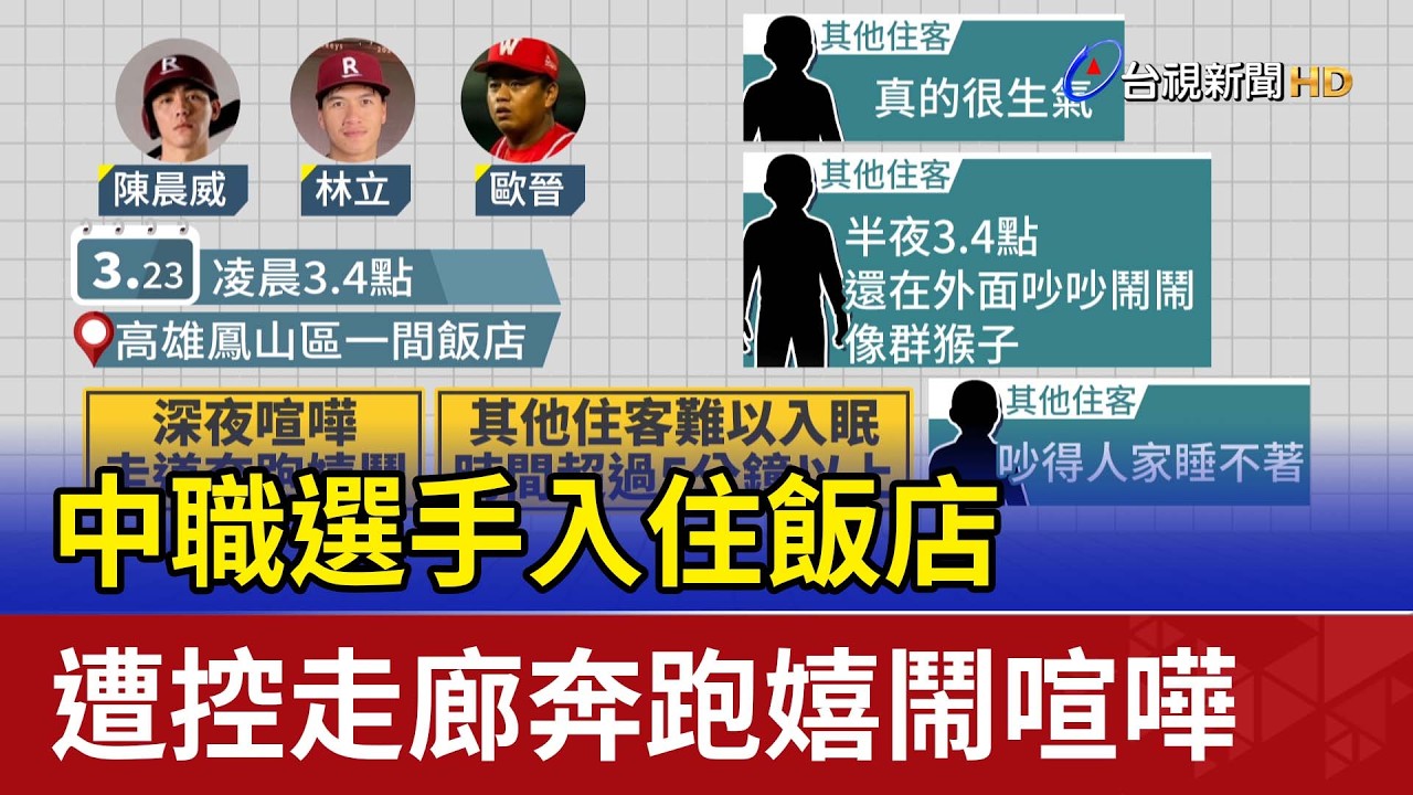 中職選手入住飯店 遭控走廊奔跑嬉鬧喧嘩