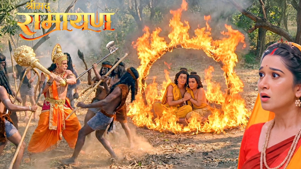 राक्षसों ने लव-कुश को आग में झोंका हनुमान जी ने बचाई लव-कुश की जान || Shrimad Ramayan