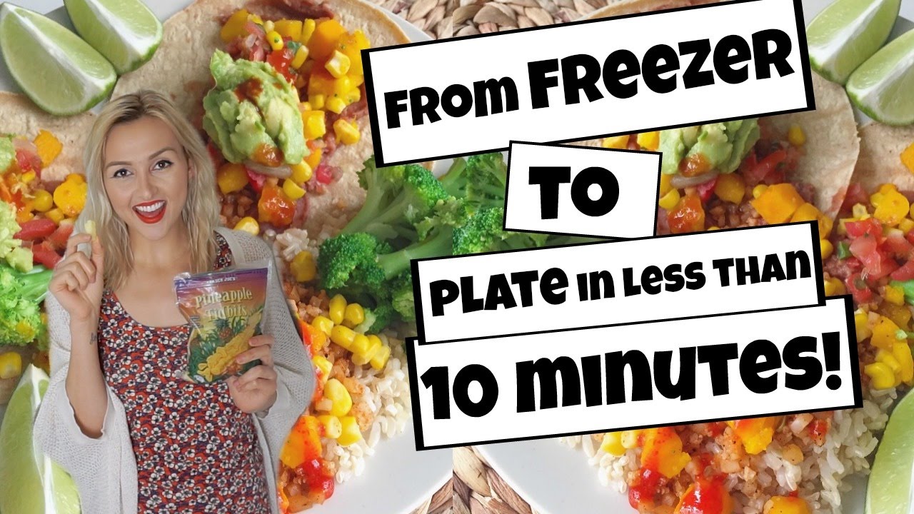 Healthy VEGAN Dinner + Dessert using FROZEN FOOD! 10 Minute Recipes