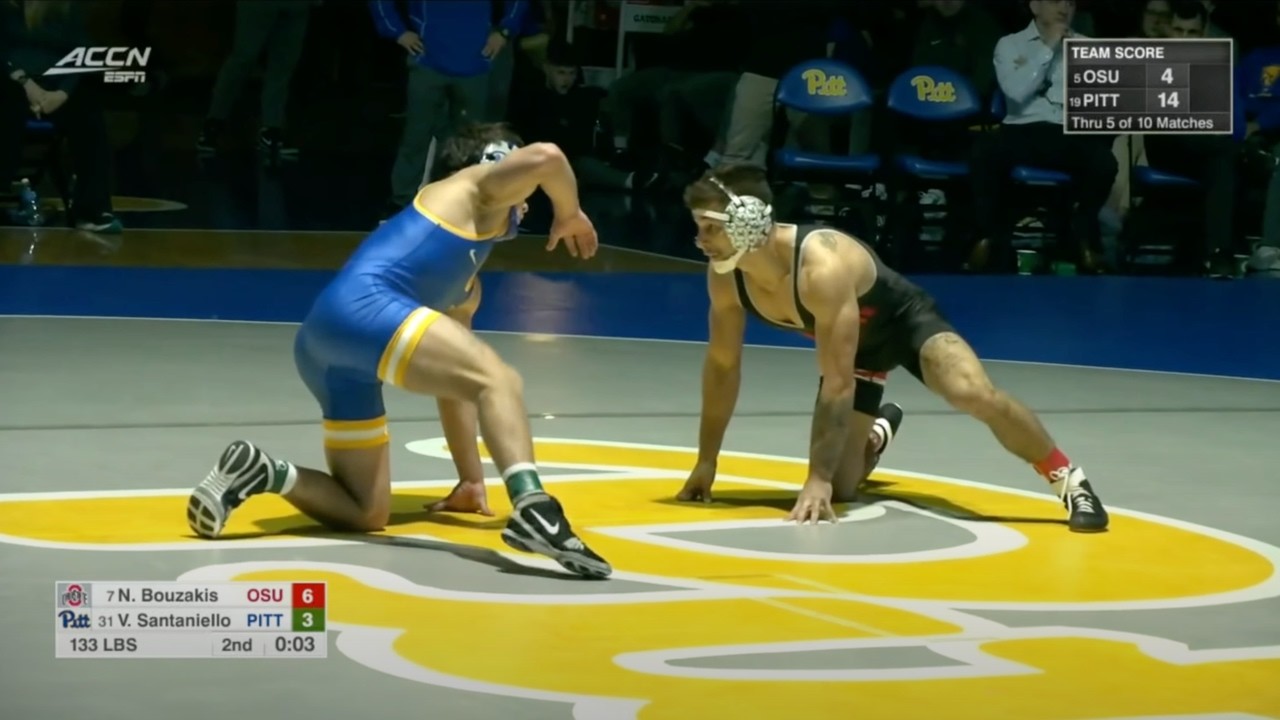133lbs Nic Bouzakis (Ohio State) vs Vinnie Santaniello (Pitt)