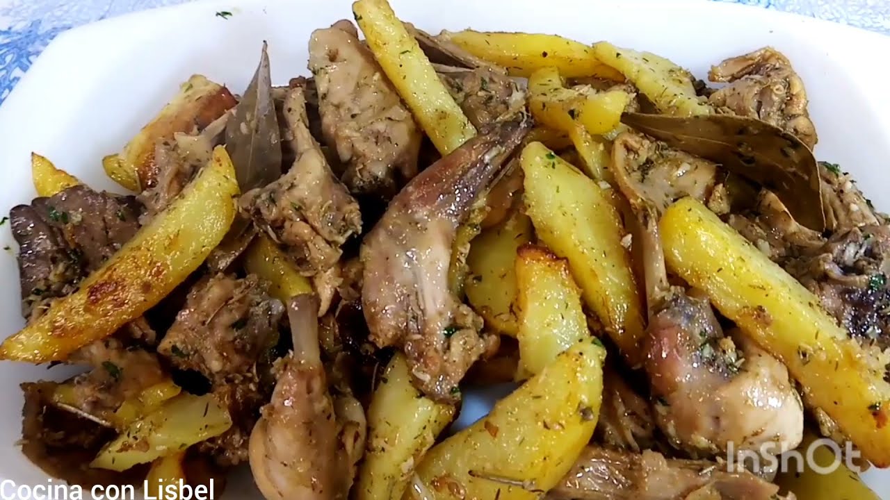 CONEJO AL AJILLO +PAPAS BORRACHAS, Rápido, fácil y 😋😋