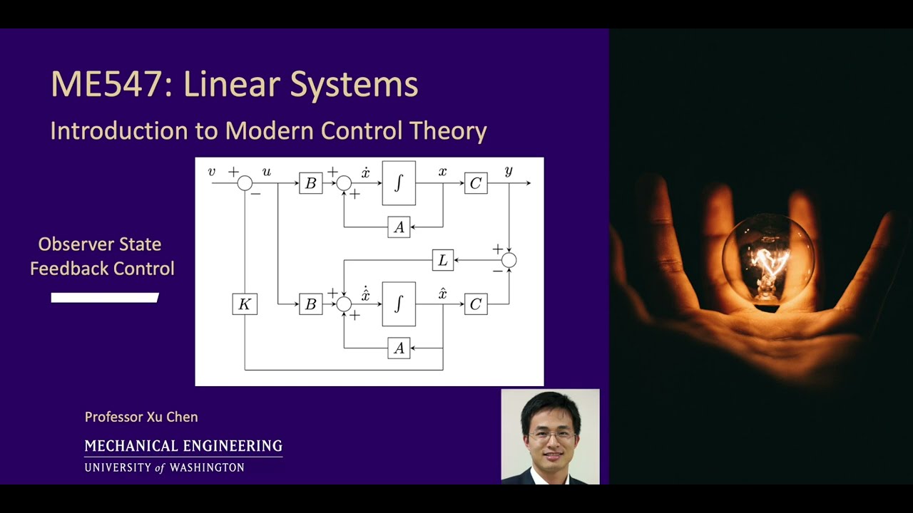 Linear Systems: 21.9 - observer state feedback control