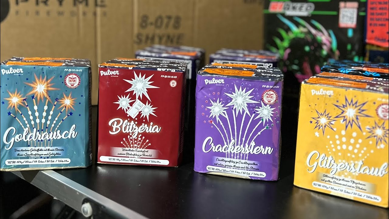PULVER 16 Schüsser Vergleich | Goldrausch | Blitzeria | Crackerstern | Glitzerstaub 