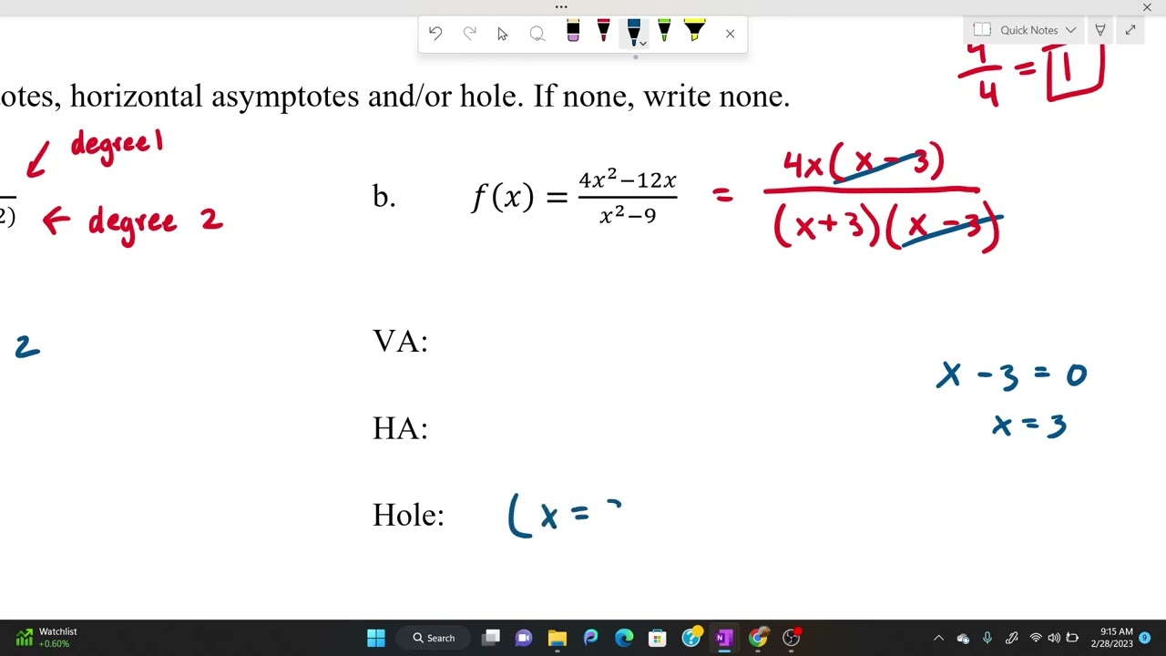 Rational Functions Practice Test Part 1