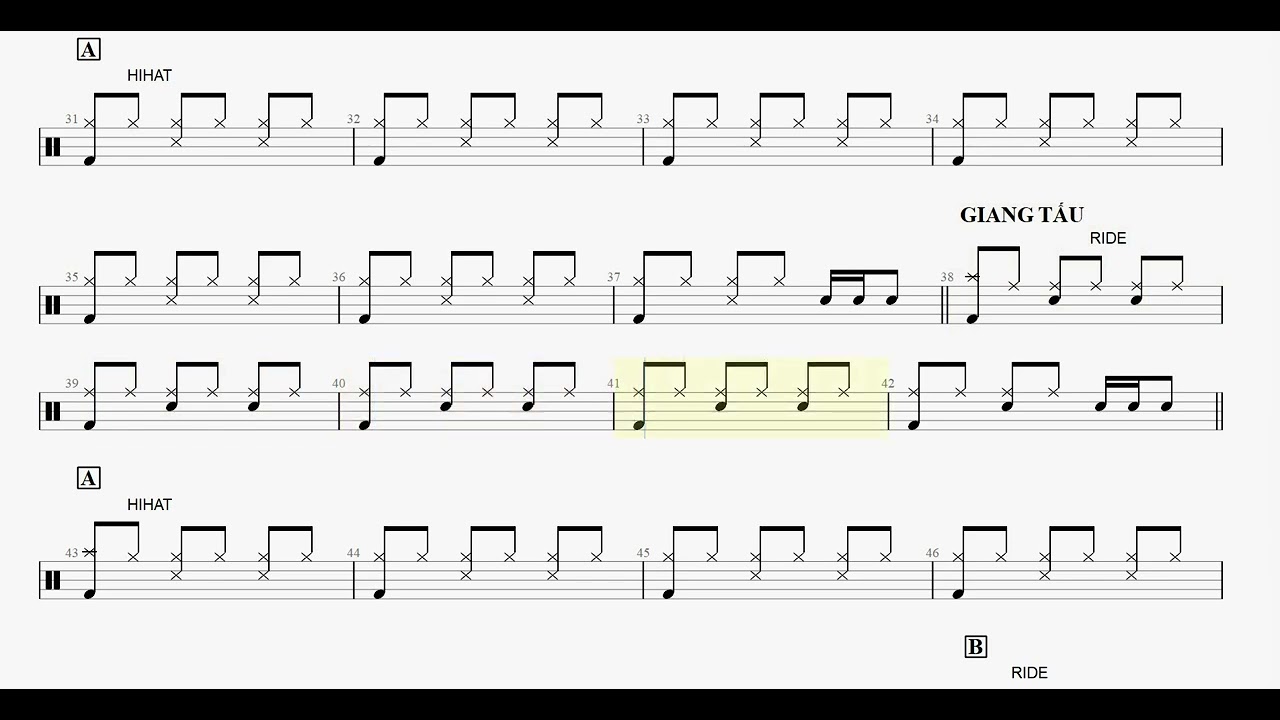 KHÚC THUỴ DU - ANH BẰNG - DRUM SHEET FOR LEARN