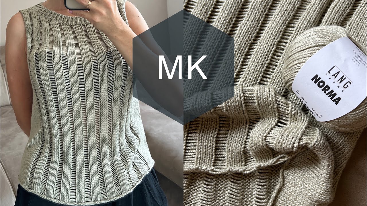 Мастер-класс топ с трендовым узором из спущенных петель!