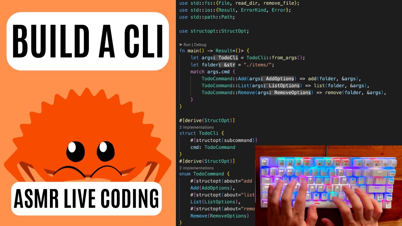 ASMR Live Coding | Rust | Build a CLI tool | No talking