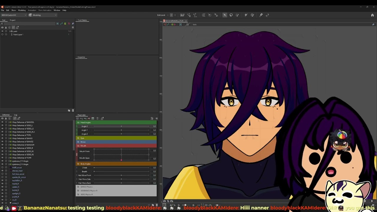 VTuber Model | Rigging Phase Day 3 | Head XY and Hair XY | WARNING: Scuffed | !TTS