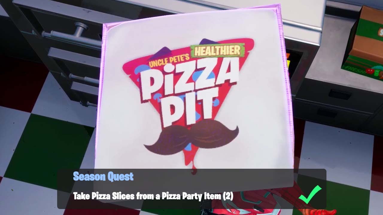 Take Pizza Slices from a Pizza Party Item (2) - Fortnite Week 8 Season Quest