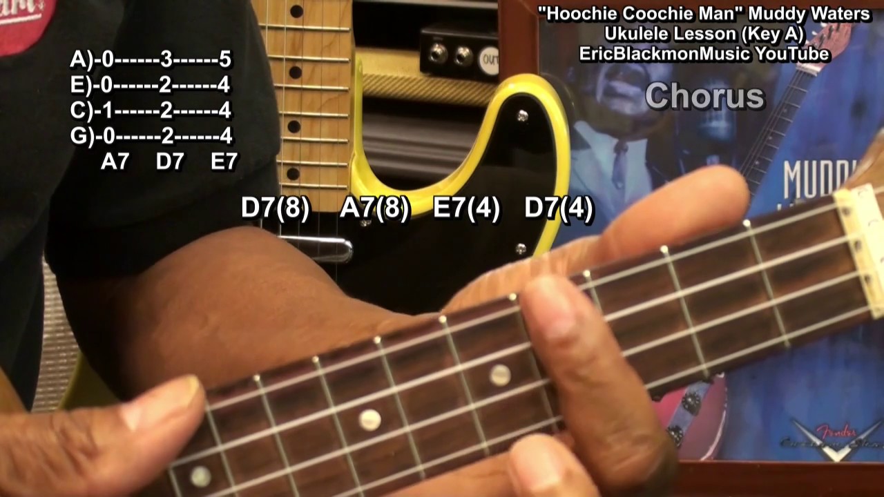 Как играть HOOCHIE COOCHIE MAN Muddy Waters на укулеле. Урок блюза @EricBlackmonGuitar