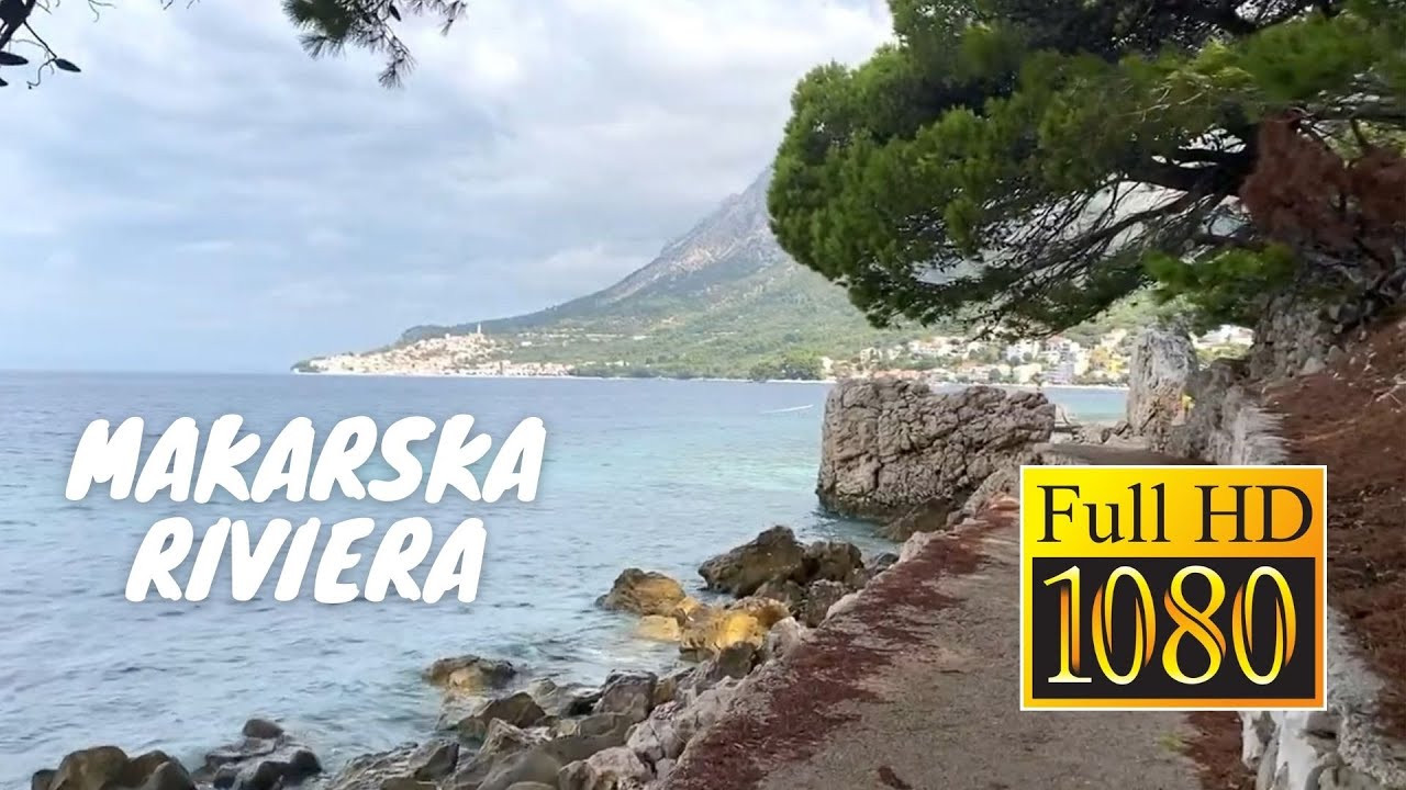 Makarska Riviera, Walking Tour (HD 1080p 60fps) - With Captions