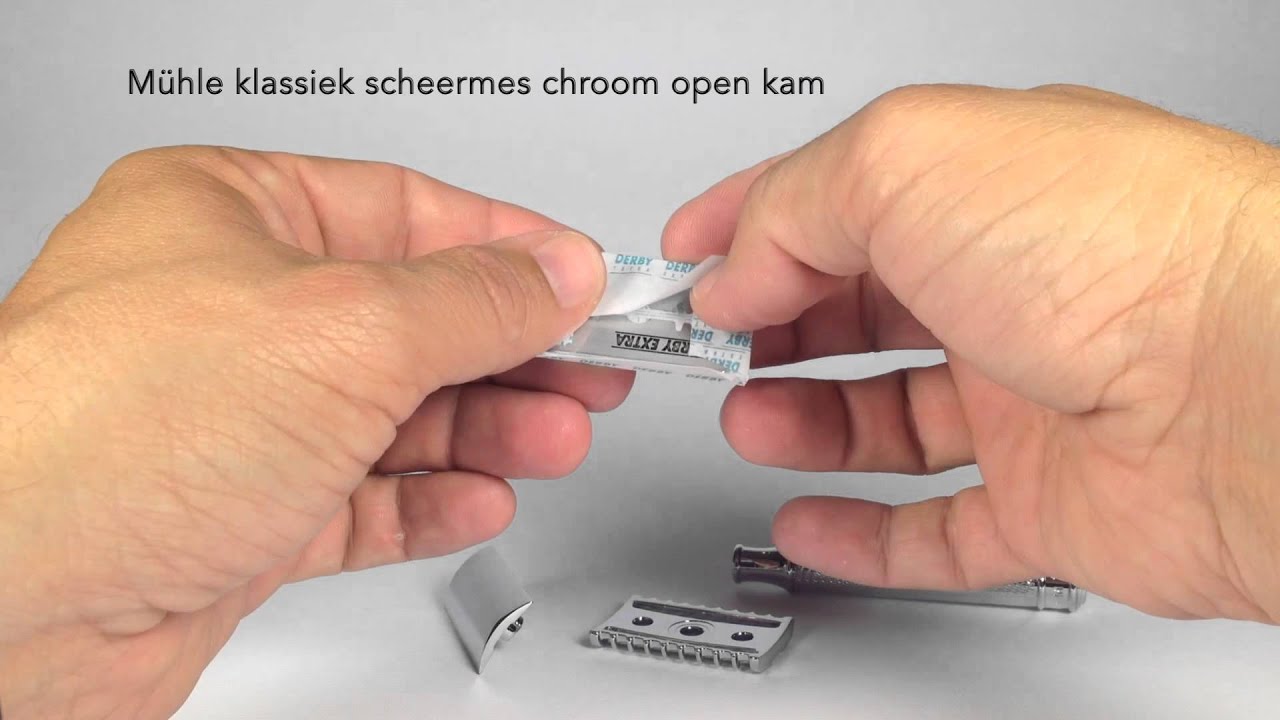 M&uuml;hle klassiek scheermes chroom open kam