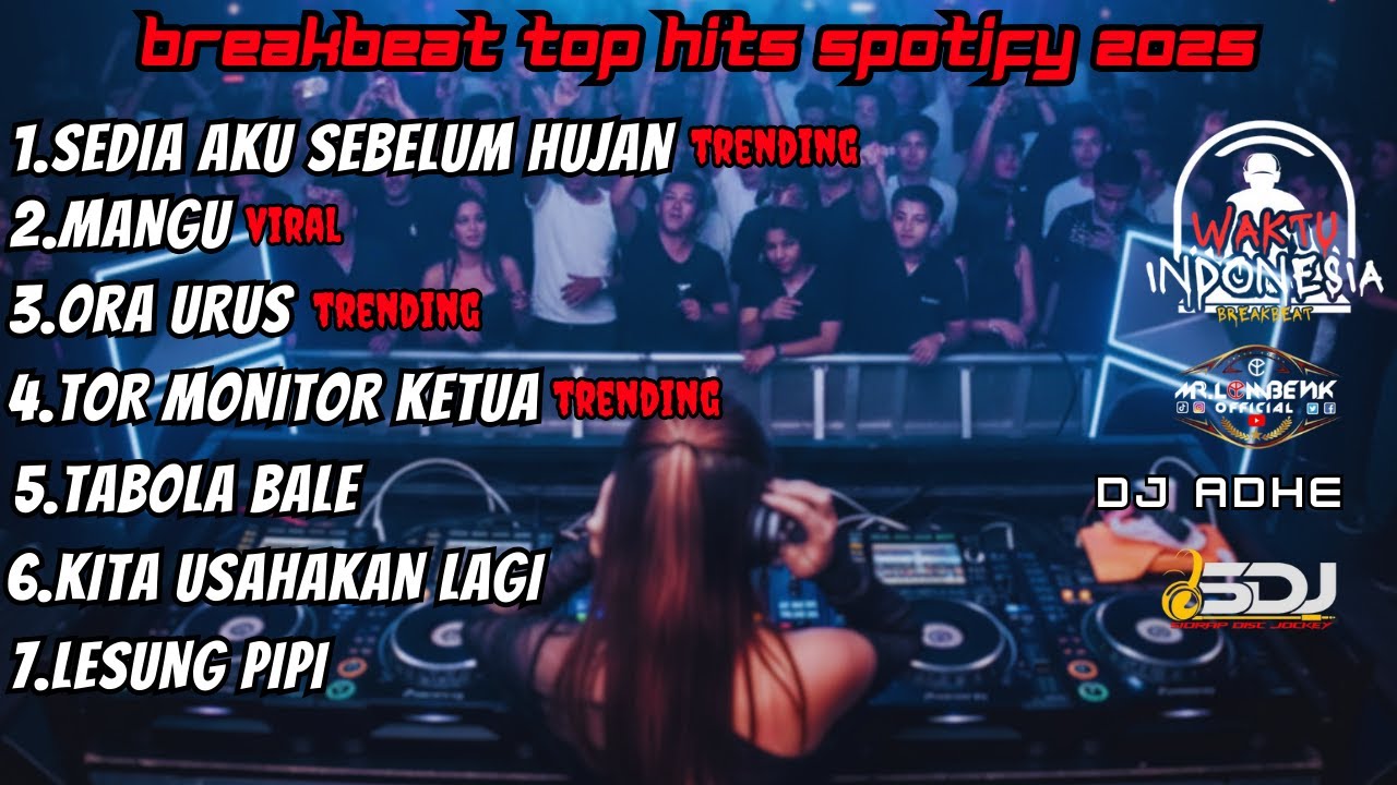 DJ BREAKBEAT TOP HITS SPOTIFY INDO 2025 - SEDIA AKU SEBELUM HUJAN X MANGU X ORA URUS - DJ ADHE