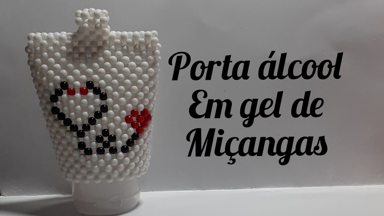 porta álcool em gel de miçangas