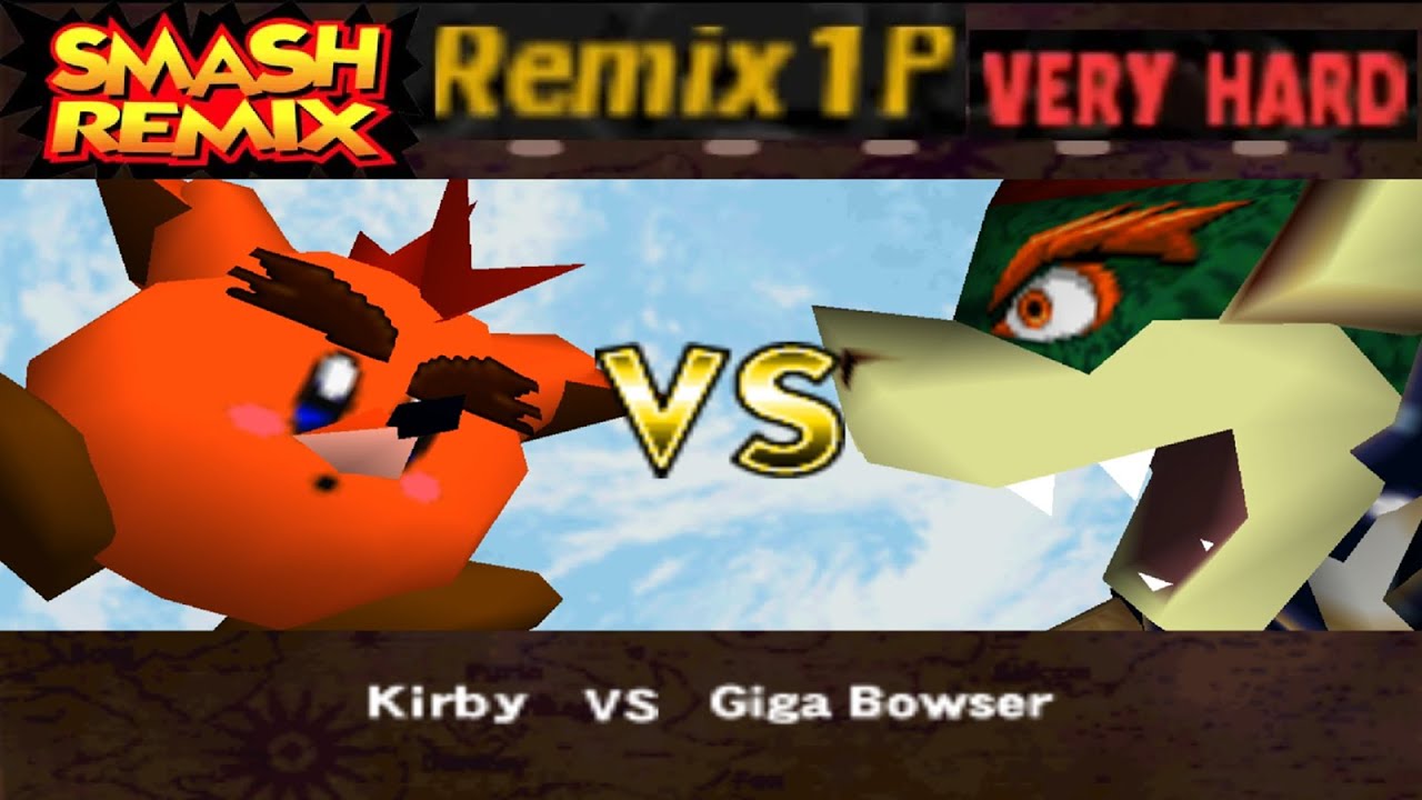 Smash Remix - Classic Mode Remix 1P Gameplay with Kirby w/ Crash Hat (VERY HARD)